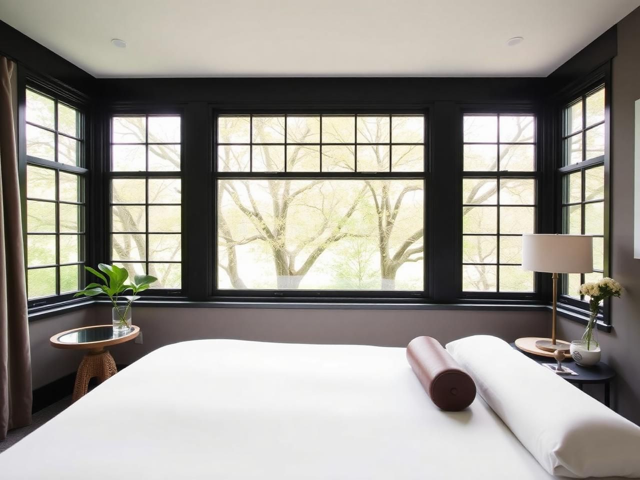 Boutique hotel room overlooking Hagley Park.